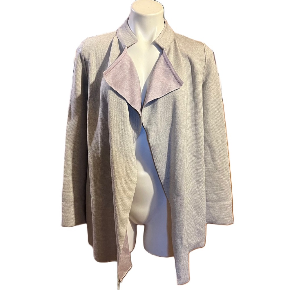 St. John gray knit waterfall drape cardigan